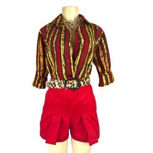 KINGSTON Striped African Print AnKara Button Down Shirt - US M/L